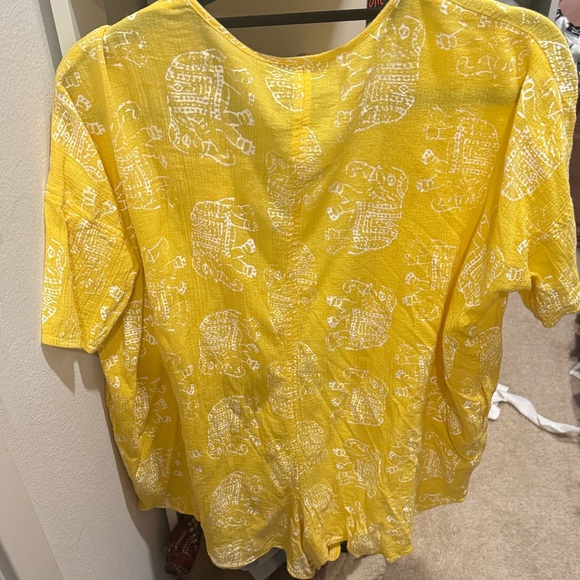 Free People Yellow Elephant-Print Short Romper - Picture 4 of 4